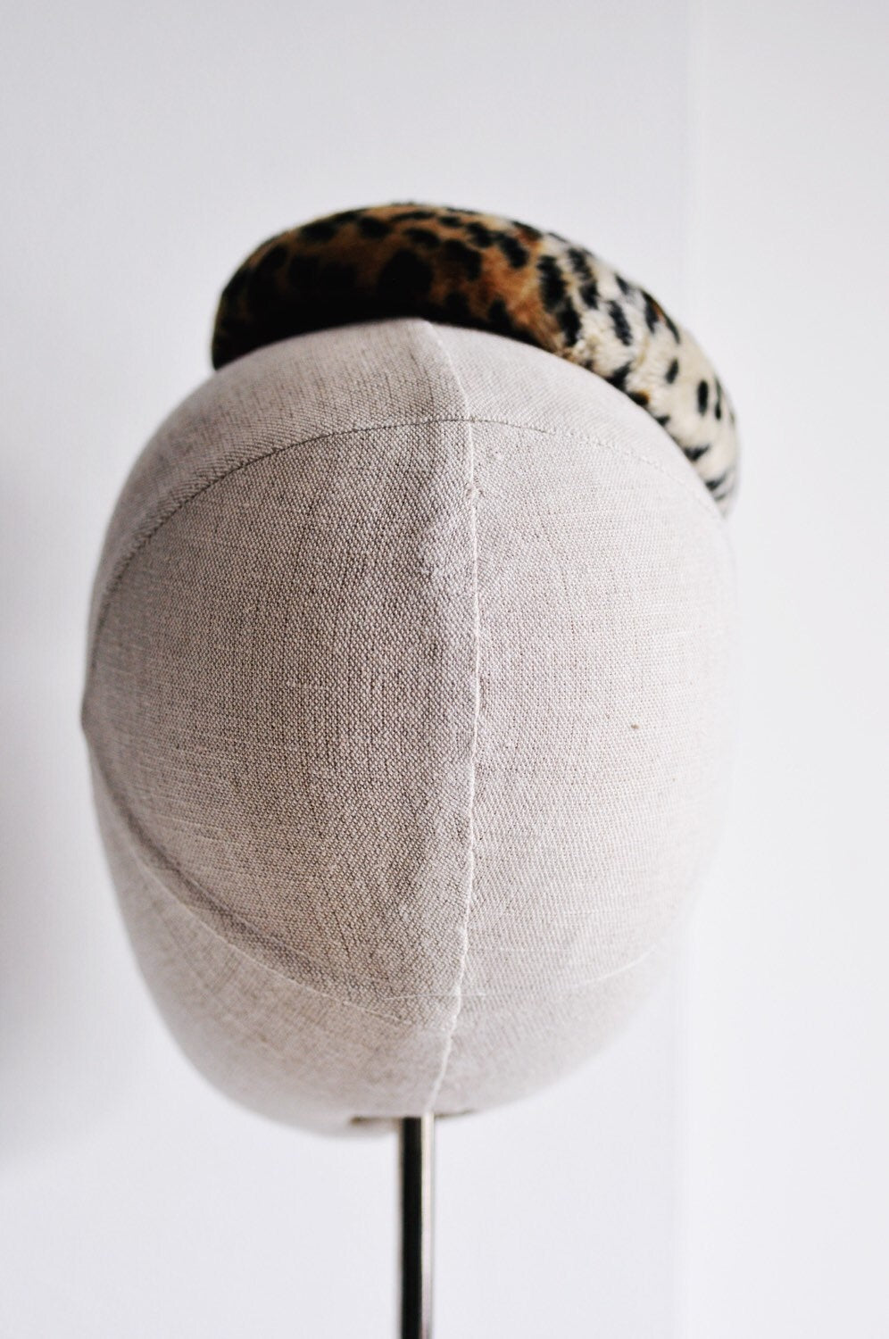 Leopard Print Cocktail Hat Hand Blocked Felt Mini Pillbox Hat Fascinator