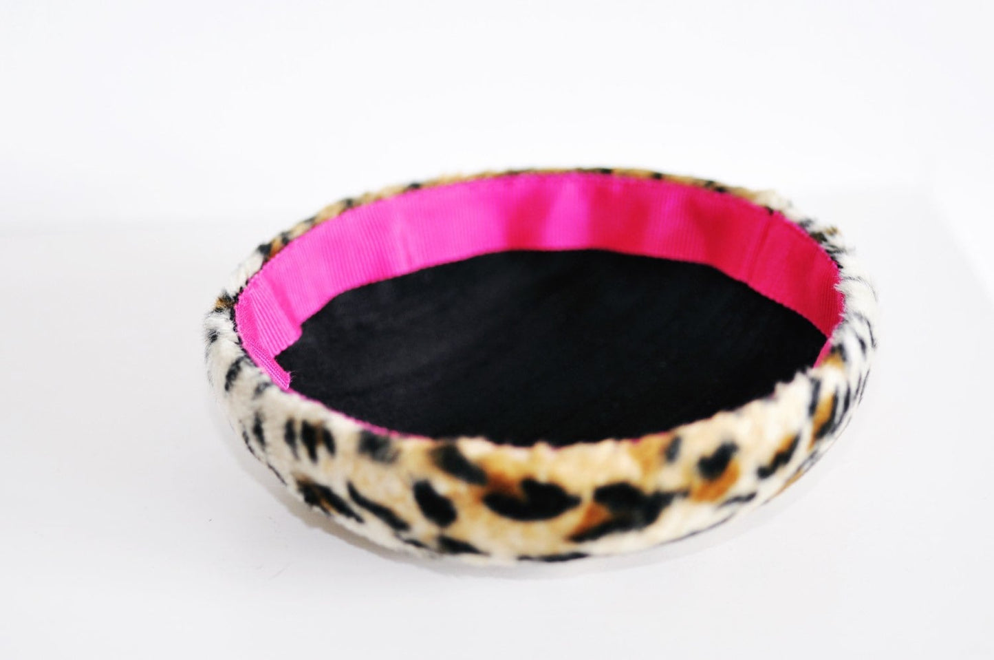 Leopard Print Cocktail Hat Hand Blocked Felt Mini Pillbox Hat Fascinator
