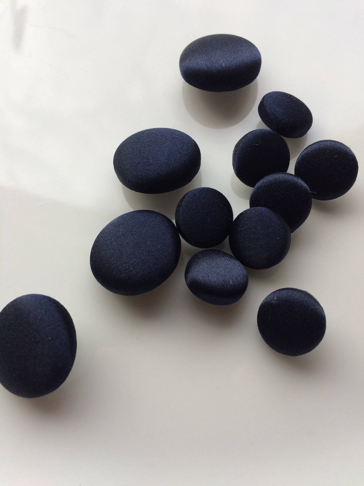 Navy Silk Satin Tuxedo Buttons Silk Charmeuse Mens Suit Jacket and Sleeve Buttons Set