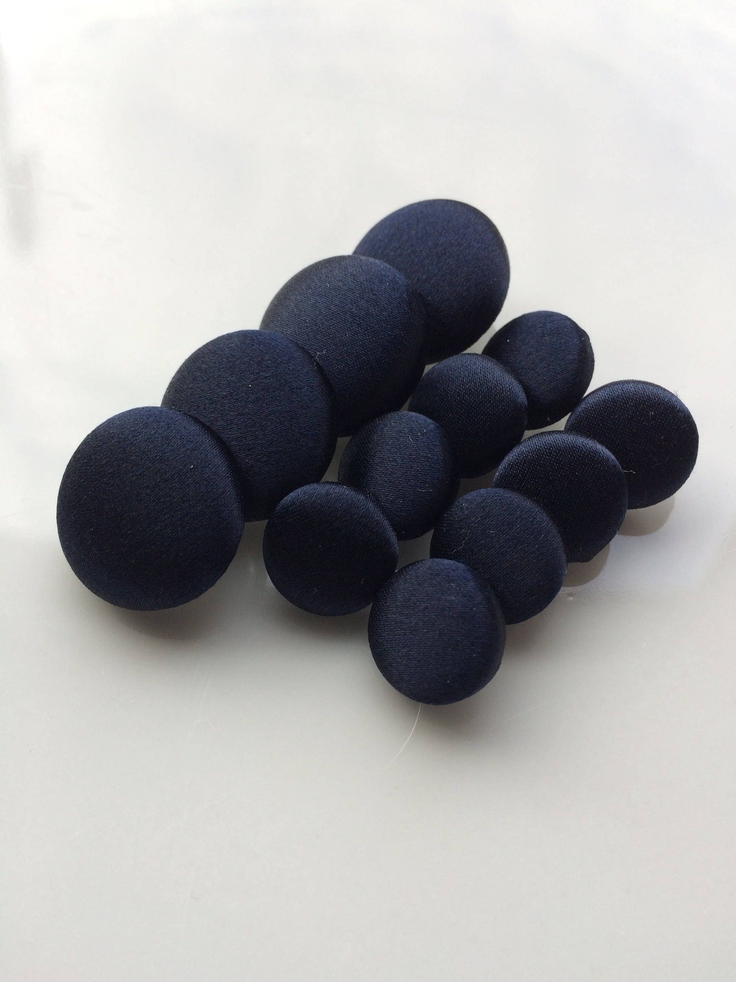 Navy Silk Satin Tuxedo Buttons Silk Charmeuse Mens Suit Jacket and Sleeve Buttons Set