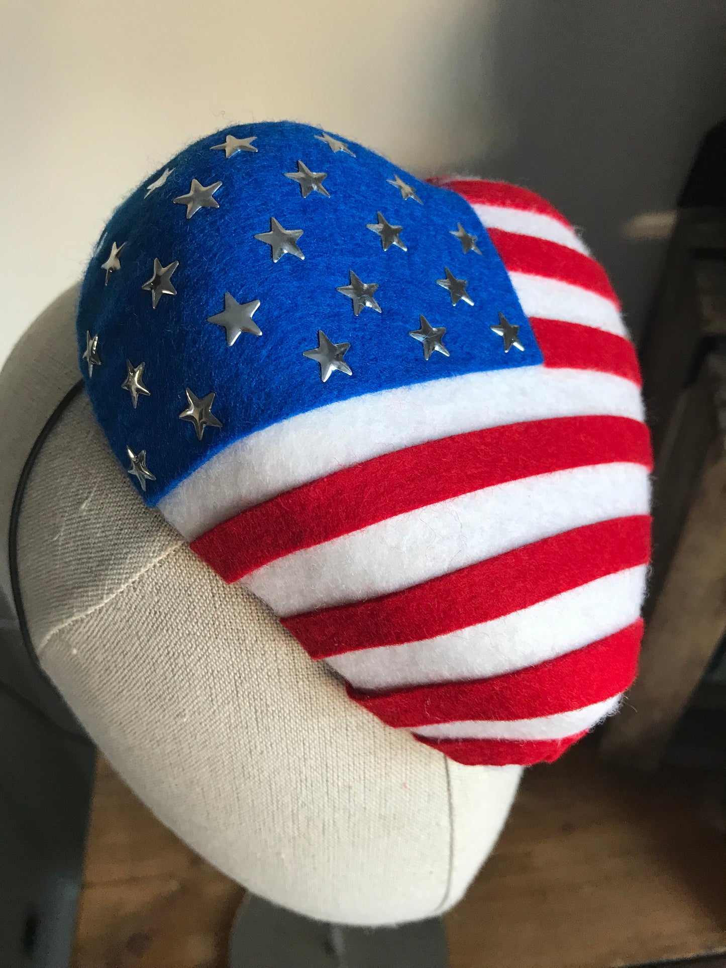 Stars and Stripes Heart Cocktail Hat Fascinator Mini Hat Flag Hat USA Americana