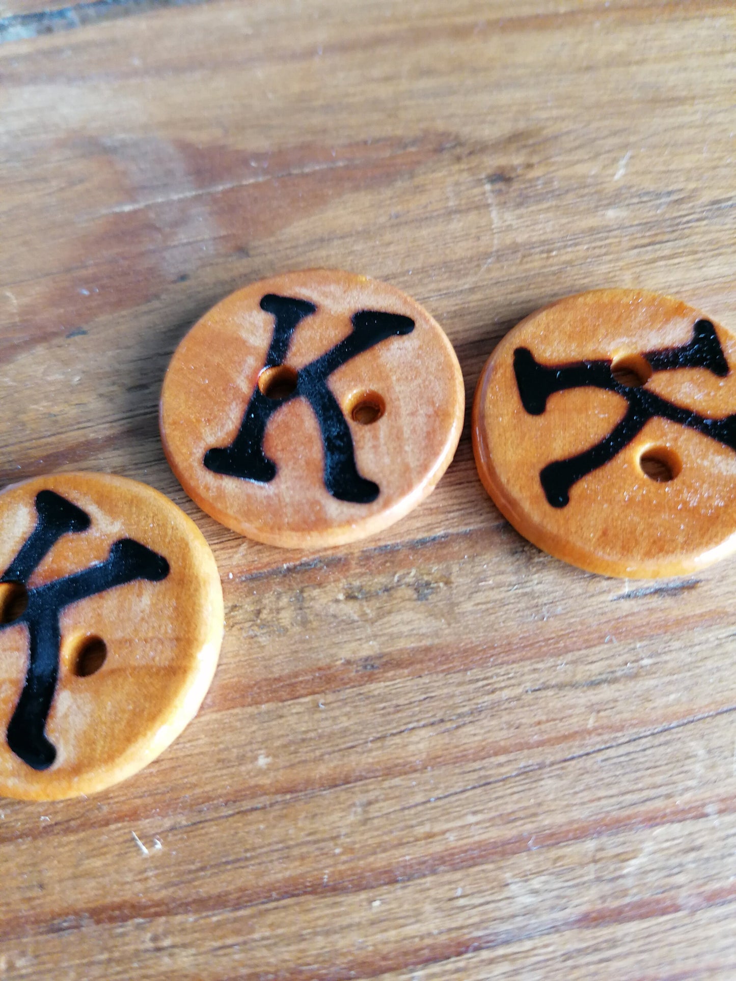 Wooden Letter K Buttons Upper Case Alphabet Capital