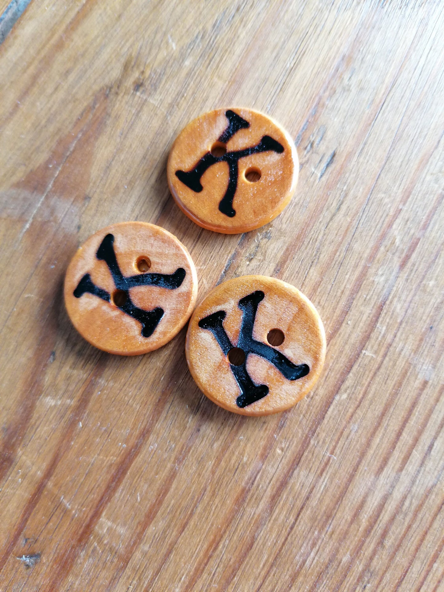 Wooden Letter K Buttons Upper Case Alphabet Capital