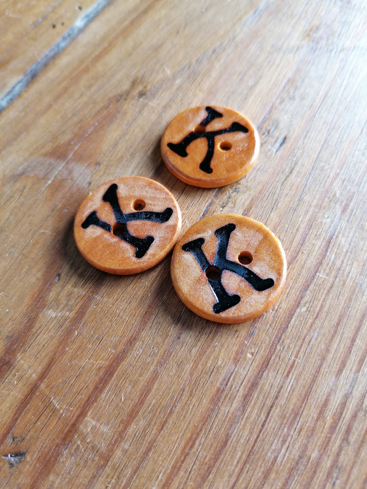 Wooden Letter K Buttons Upper Case Alphabet Capital