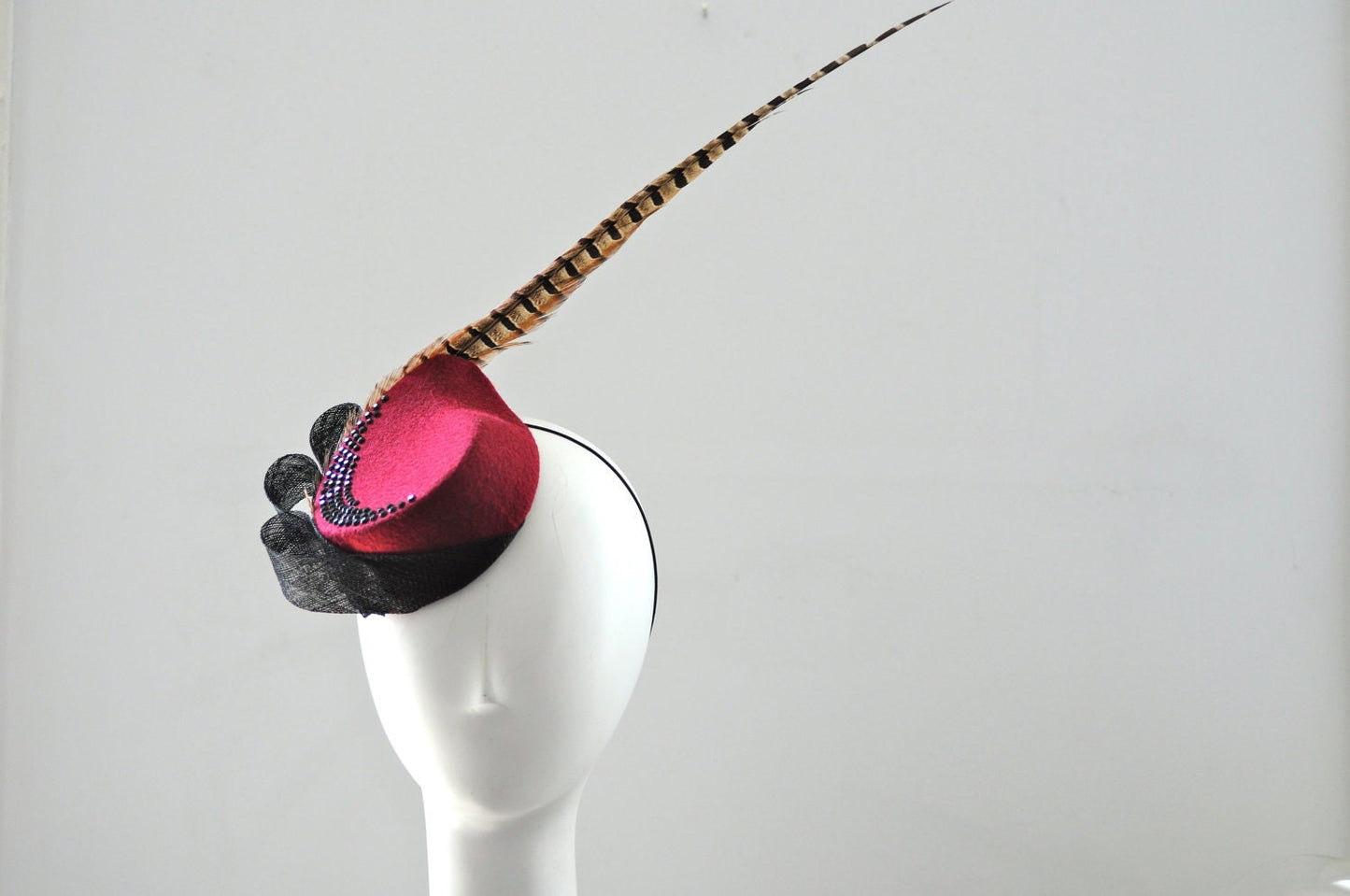 Wine Cocktail Hat Teardrop Fascinator Feather Mini Hat Millinery