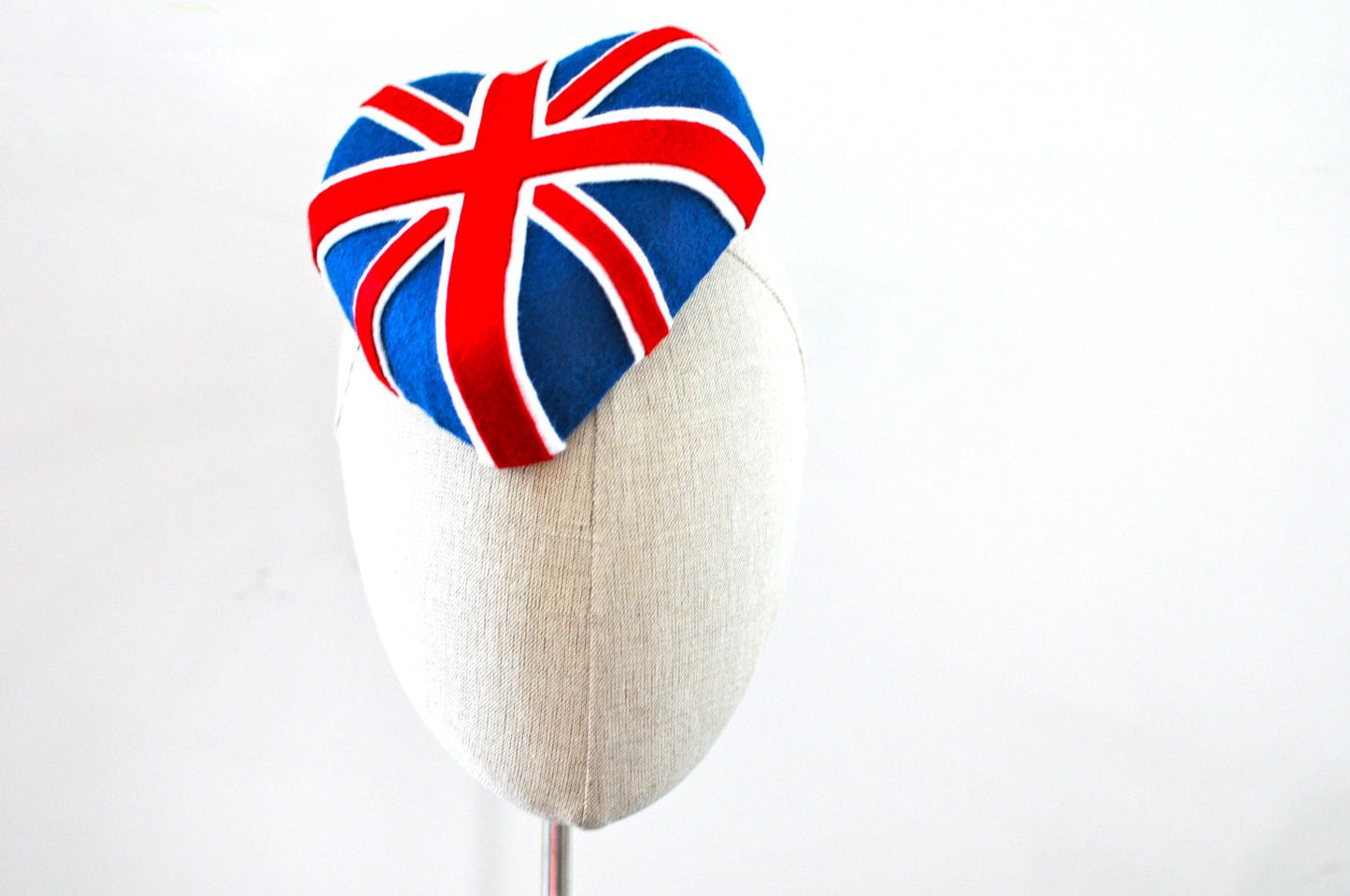 Union Jack Heart Cocktail Hat Fascinator Mini Hat Flag Hat UK GB
