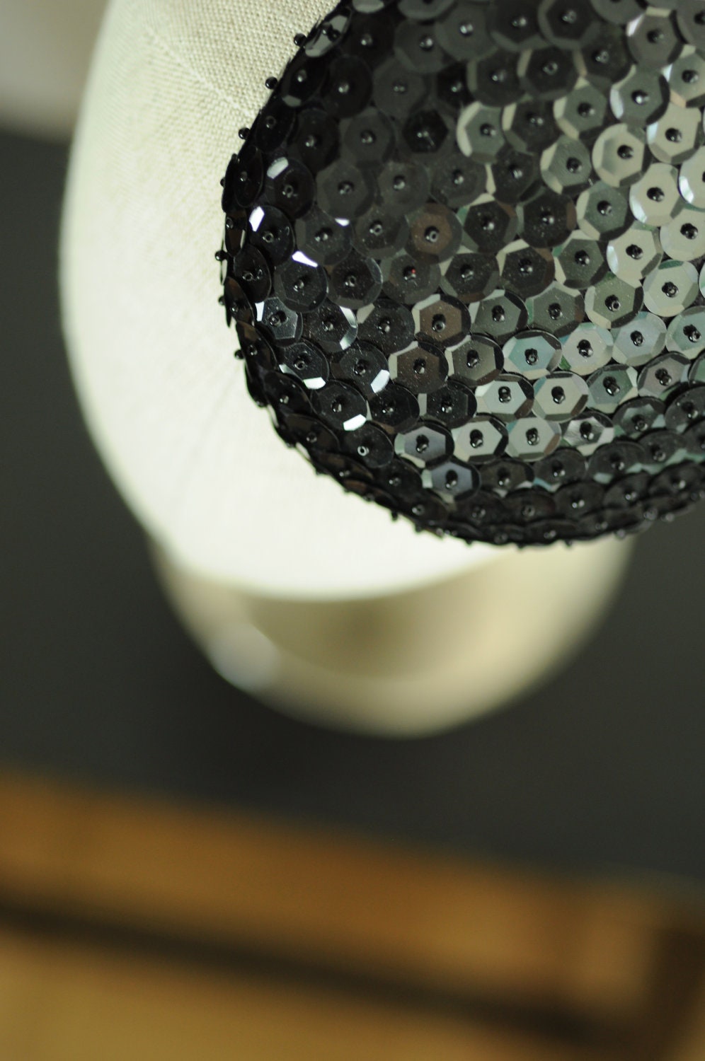 Black Sequined Beret Mini Cocktail Hat Gangsters Moll