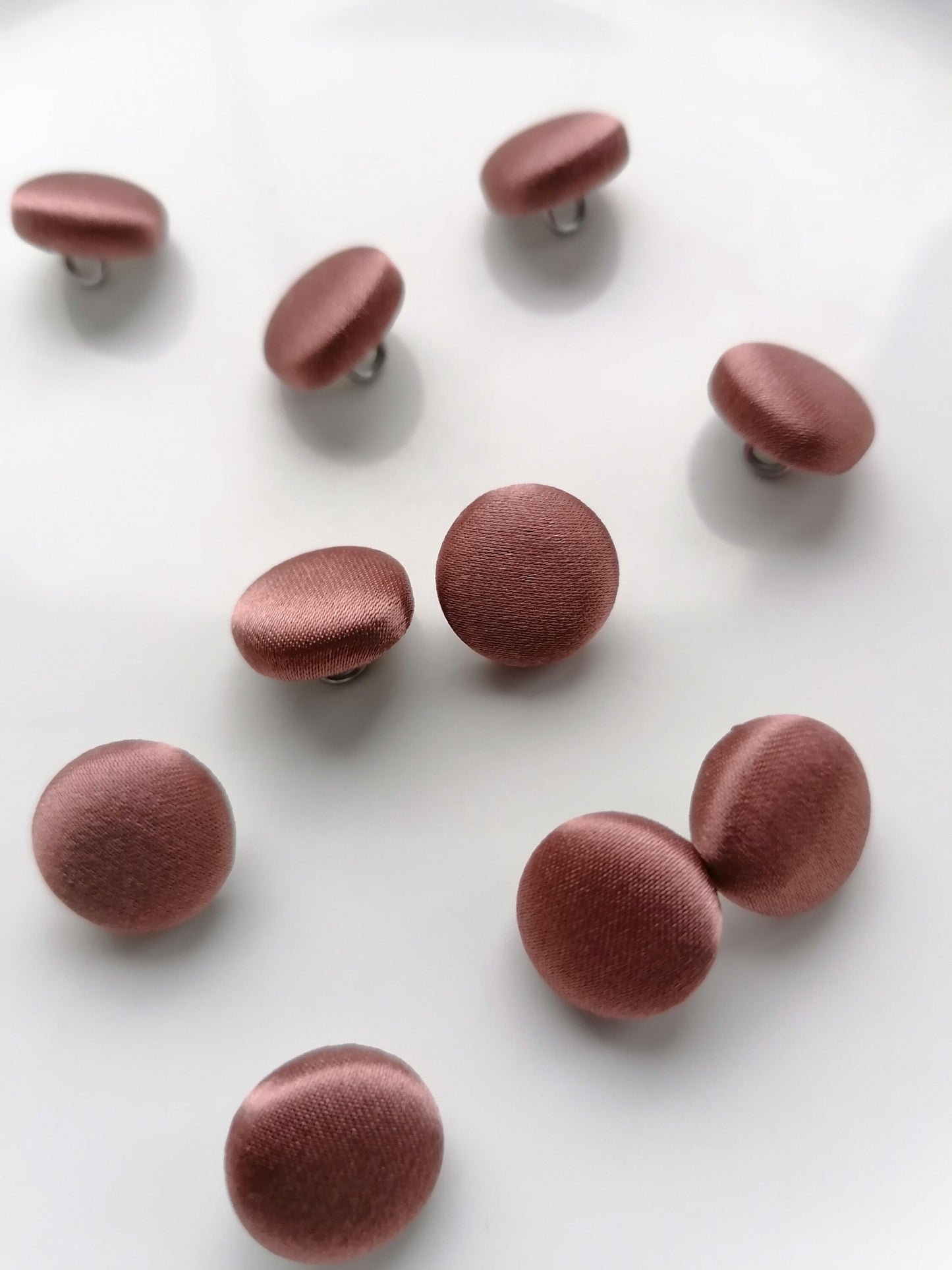 Dusky Mocha Wedding Dress Buttons Pink Brown 100% Silk Satin Bridal Buttons Silk Charmeuse