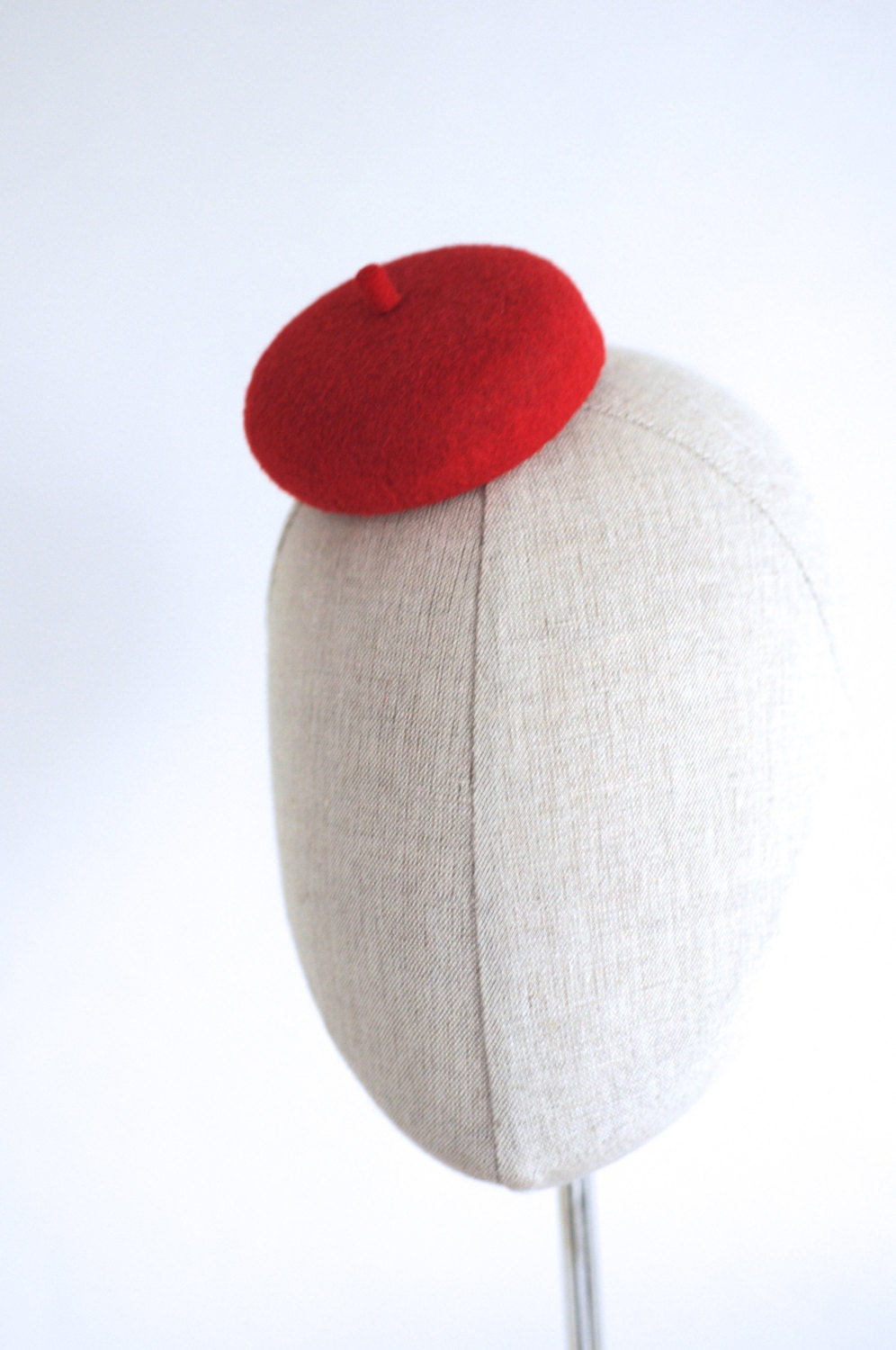 Mini Red French Beret Cocktail Hat Millinery Fascinator