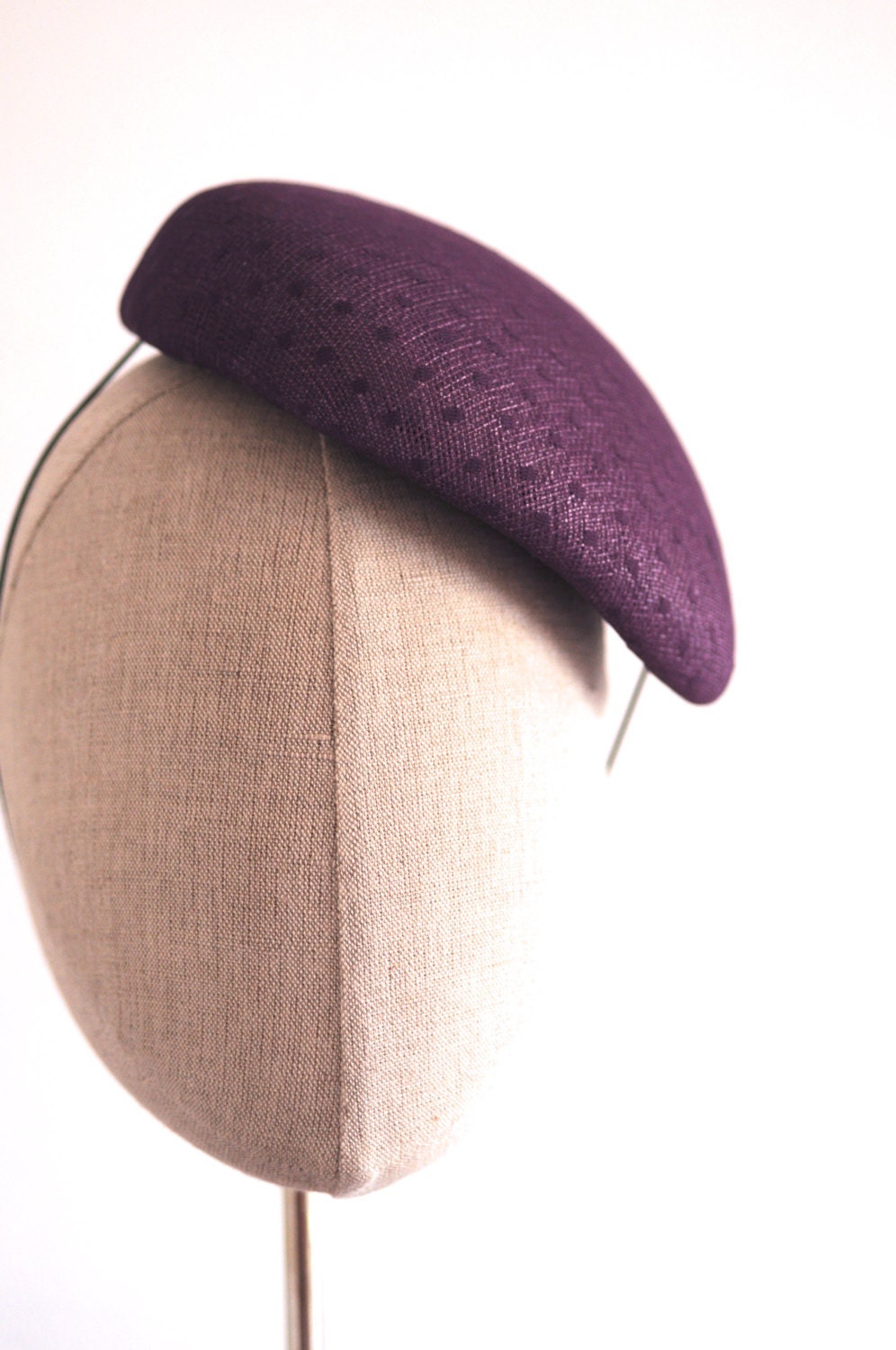 Purple Cocktail Hat Hand Blocked Slouch Beret Millinery