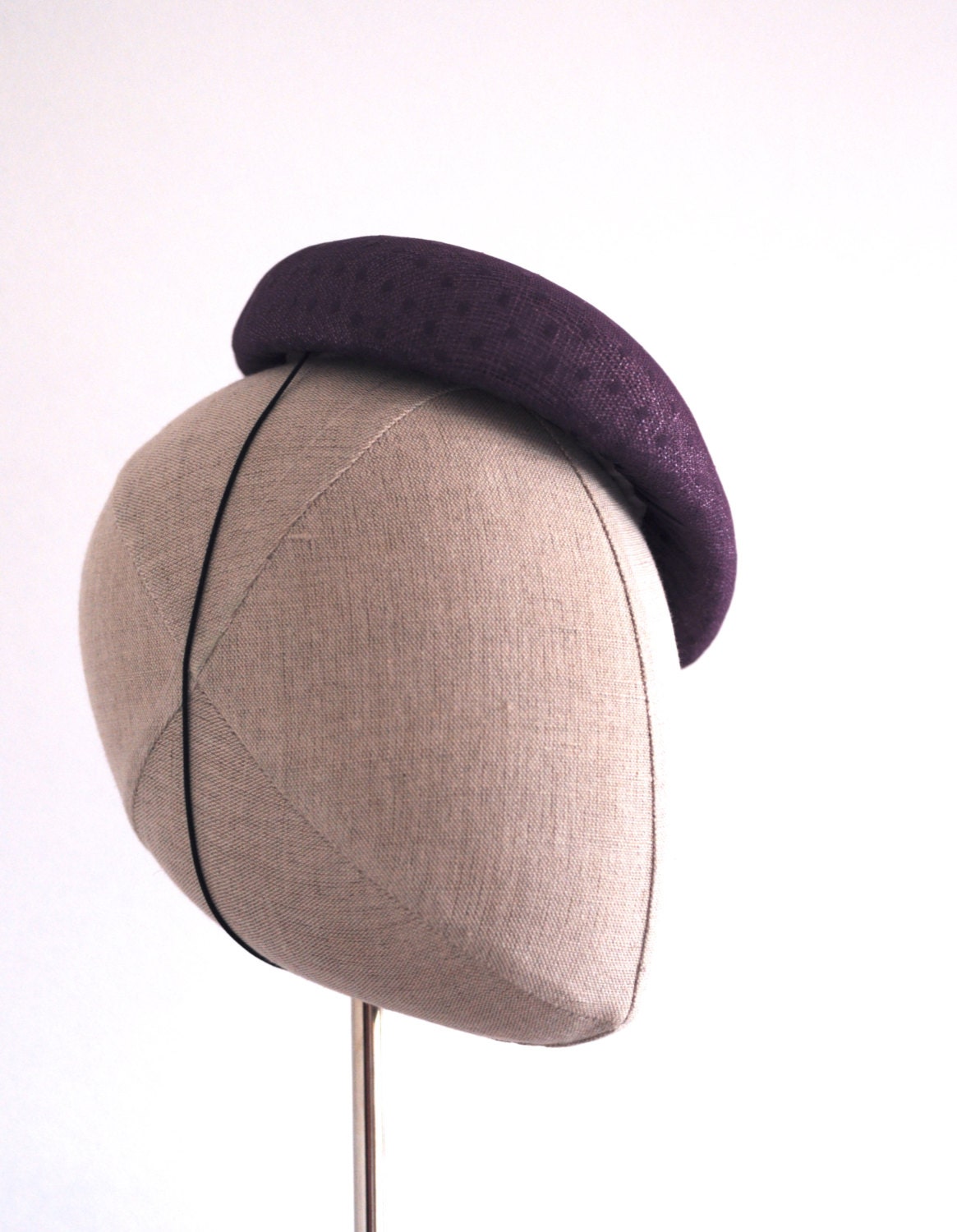 Purple Cocktail Hat Hand Blocked Slouch Beret Millinery