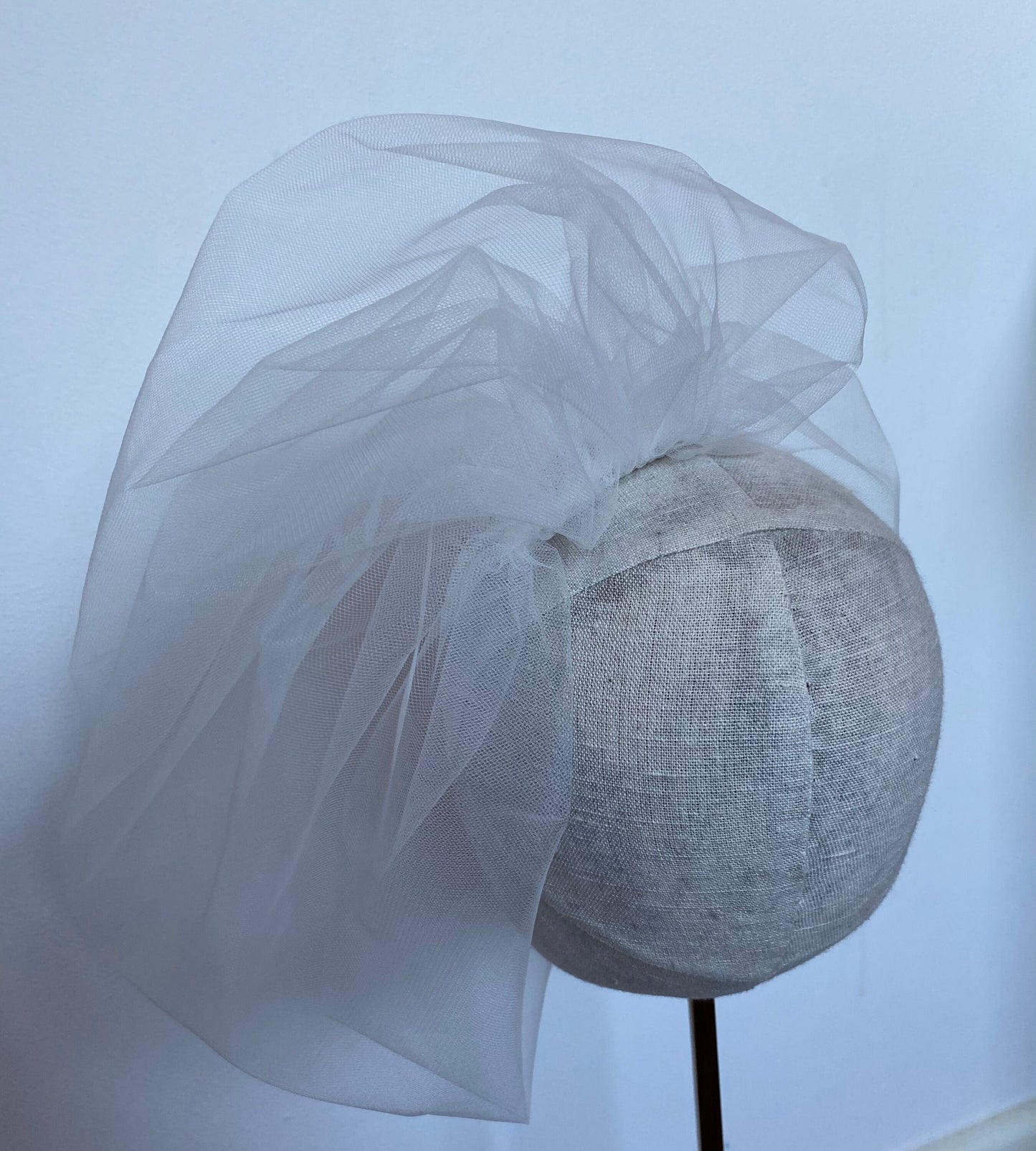 Ivory Illusion Birdcage Veil 18 Inch Tulle Veil Ruche Back Blusher Veil
