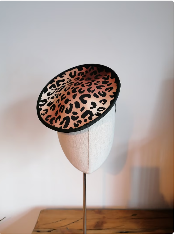 Leopard Print Saucer Cocktail Hat Millinery