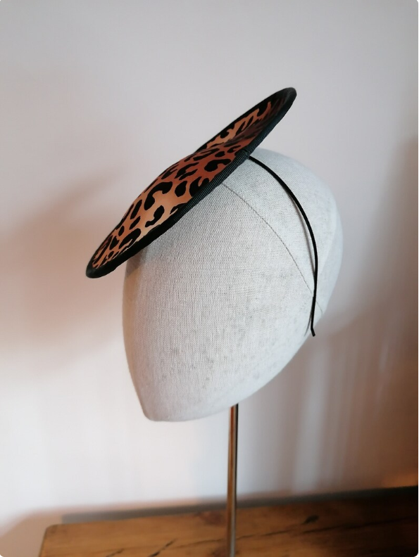 Leopard Print Saucer Cocktail Hat Millinery