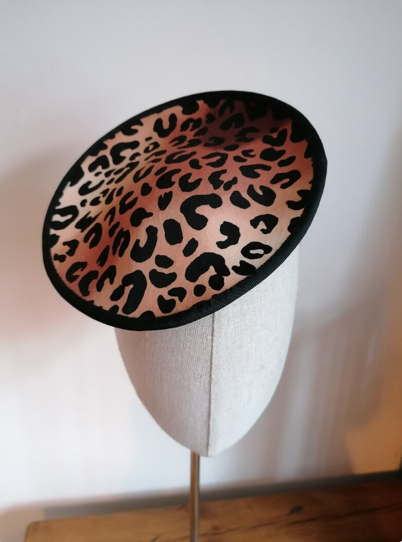Leopard Print Saucer Cocktail Hat Millinery