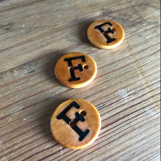 Wooden Letter F Buttons Upper Case Alphabet Capital