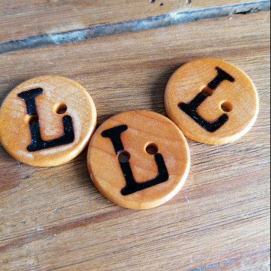 Wooden Letter L Buttons Upper Case Alphabet Capital