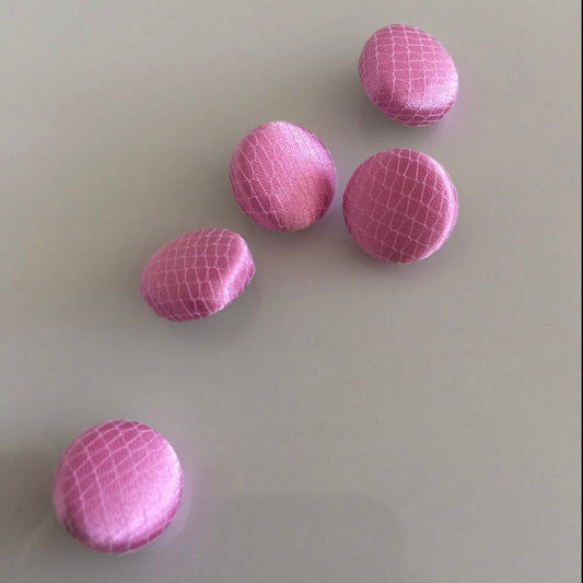 Tulle Covered Candy Pink Wedding Dress Buttons Silk Satin Bridal Buttons Silk Charmeuse