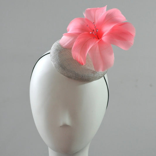 Peach Feather Flower Cocktail Hat Mini Hat Millinery Fascinator