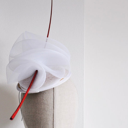 White Crin Cocktail Hat Racing Mini Hat Wedding Fascinator