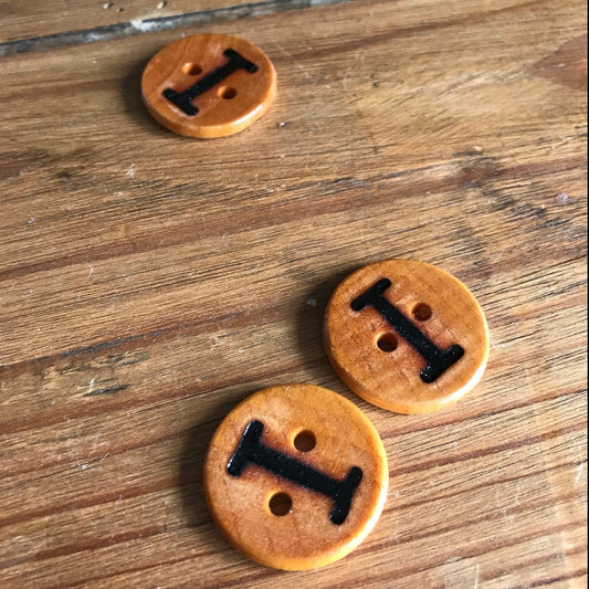 Wooden Letter I Buttons Upper Case Alphabet Capital