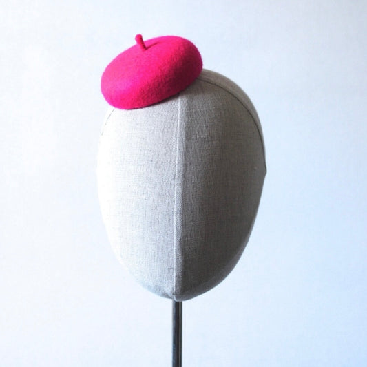 Mini Hot Pink French Beret Cocktail Hat Fascinator