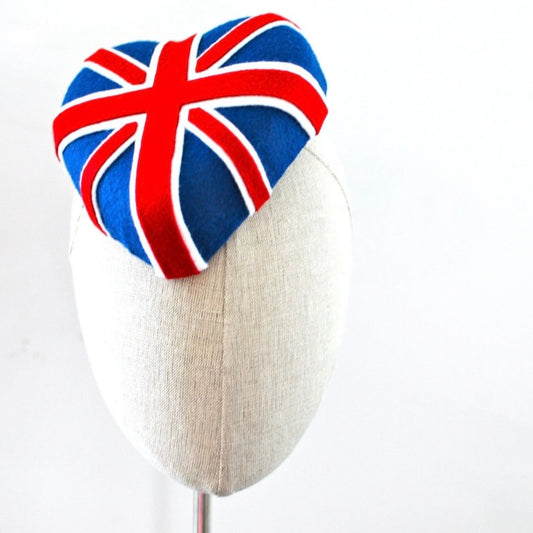 Union Jack Heart Cocktail Hat Fascinator Mini Hat Flag Hat UK GB