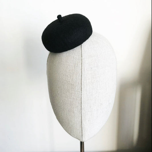 Black Mini French Beret Cocktail Hat Fascinator