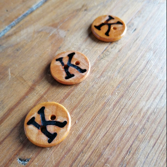 Wooden Letter K Buttons Upper Case Alphabet Capital