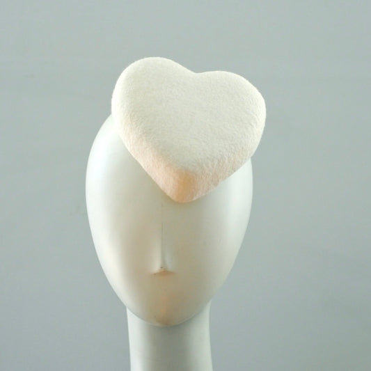 White Heart Cocktail Hat Fascinator Mini Love Hearts Millinery Collection