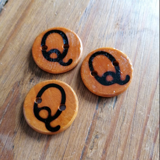 Wooden Letter Q Buttons Upper Case Alphabet Capital