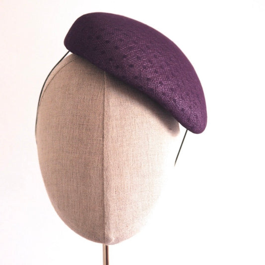 Purple Cocktail Hat Hand Blocked Slouch Beret Millinery