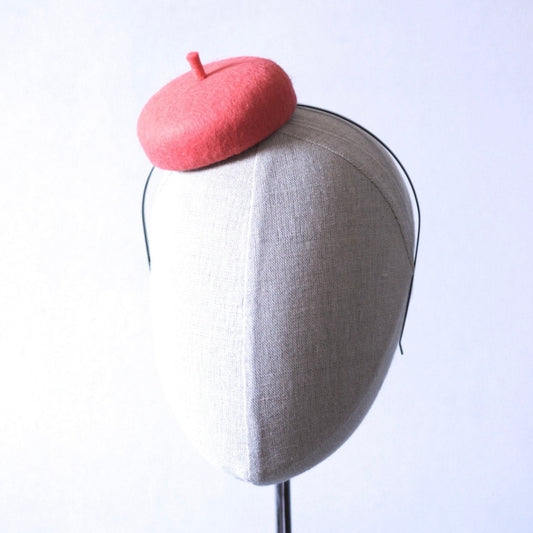 Mini Salmon Pink French Beret Cocktail Hat Fascinator