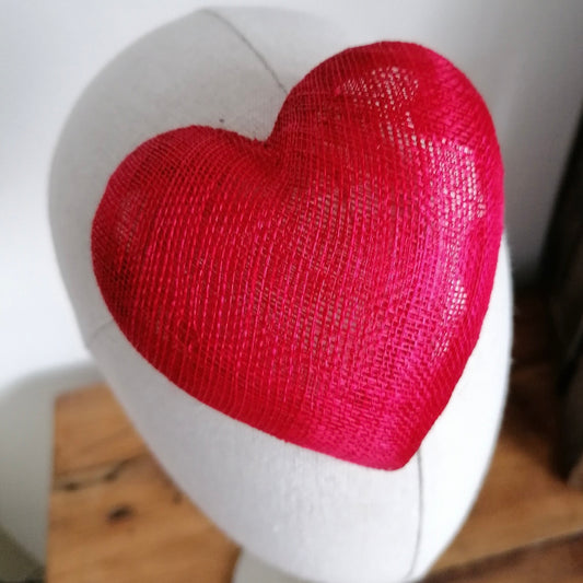 Mini Red Straw Heart Cocktail Hat Sinamay Millinery Fascinator