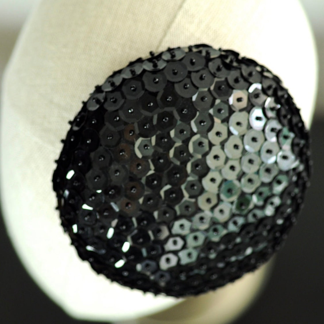 Black Sequined Beret Mini Cocktail Hat Gangsters Moll