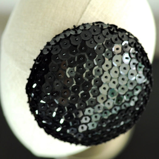 Black Sequined Beret Mini Cocktail Hat Gangsters Moll