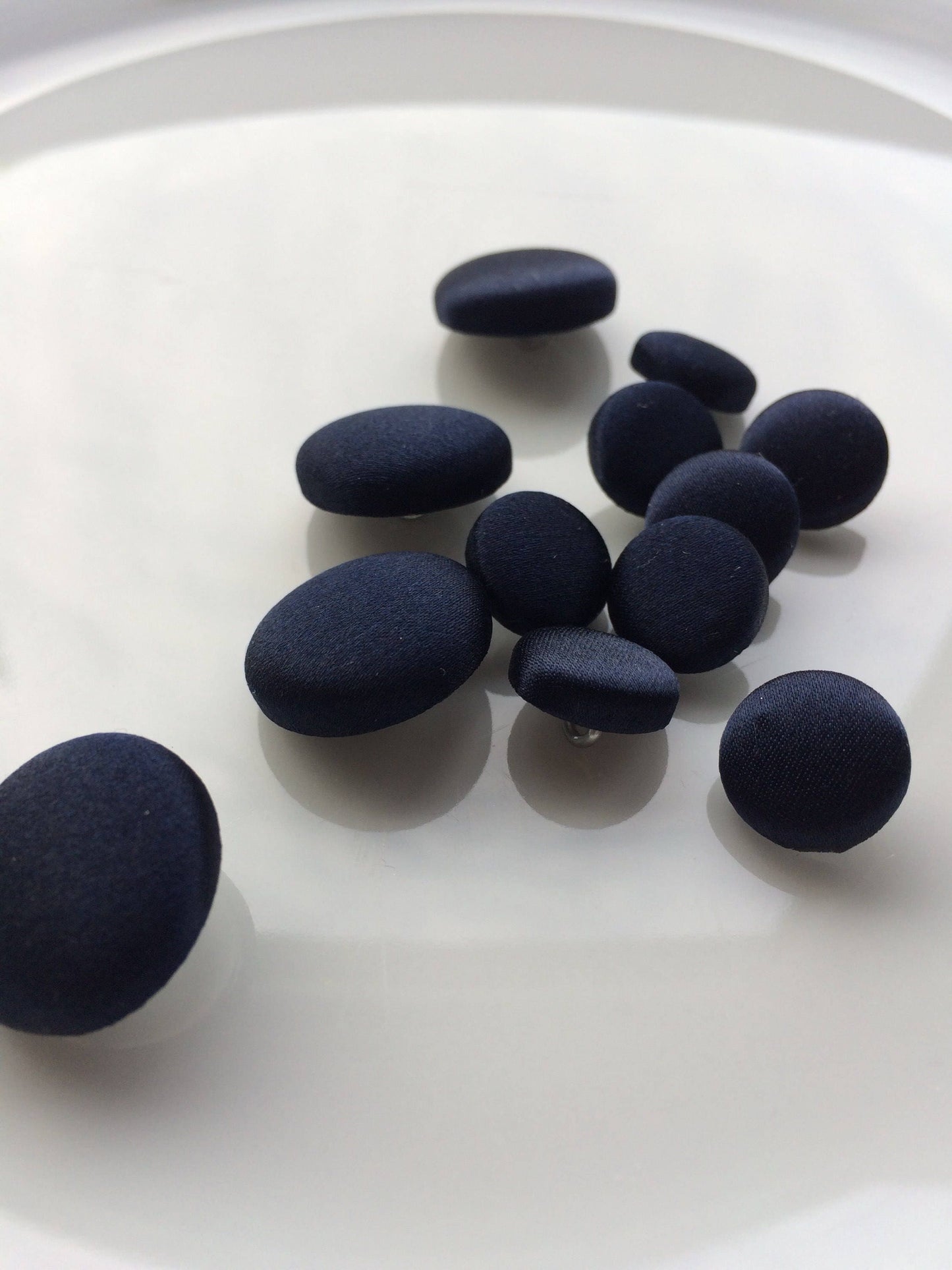 Navy Silk Satin Tuxedo Buttons Silk Charmeuse Mens Suit Jacket and Sleeve Buttons Set
