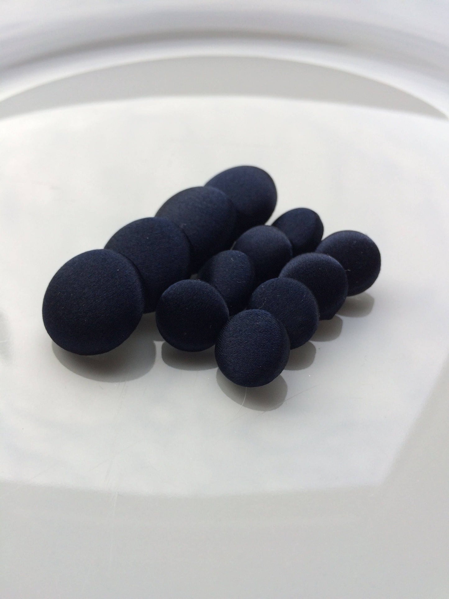 Navy Silk Satin Tuxedo Buttons Silk Charmeuse Mens Suit Jacket and Sleeve Buttons Set