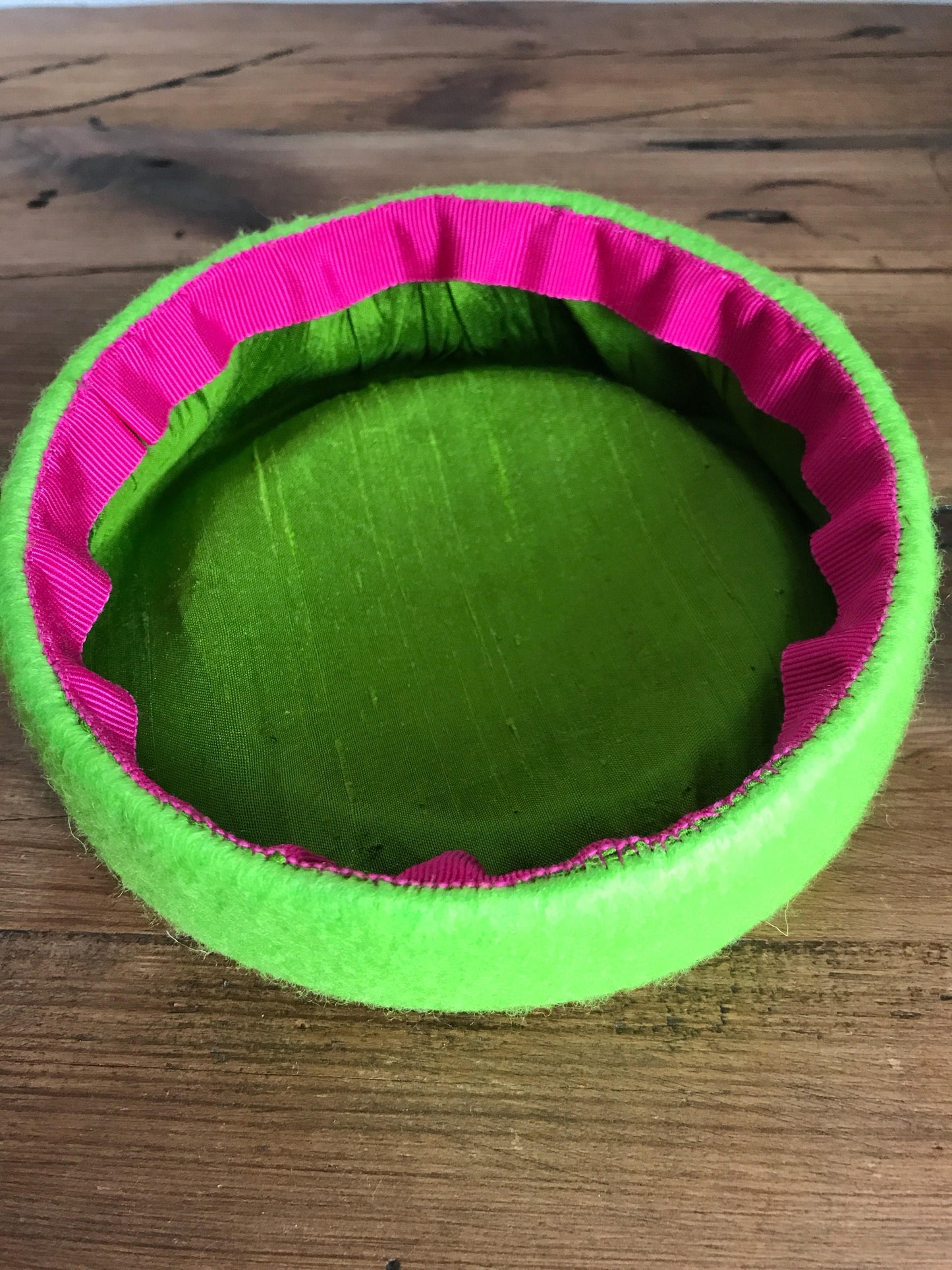 Green Wool Cocktail Hat Silk Rose Raked Pork Pie Fascinator