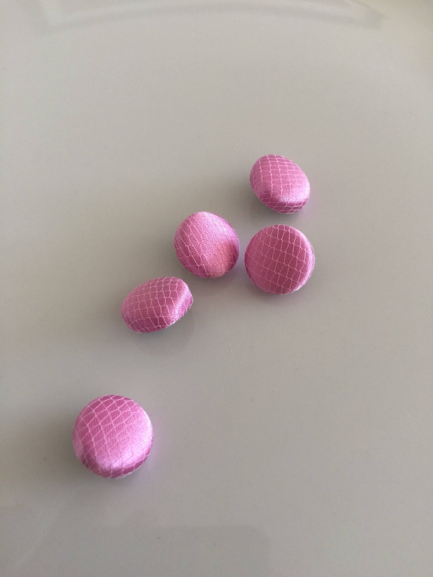 Tulle Covered Candy Pink Wedding Dress Buttons Silk Satin Bridal Buttons Silk Charmeuse