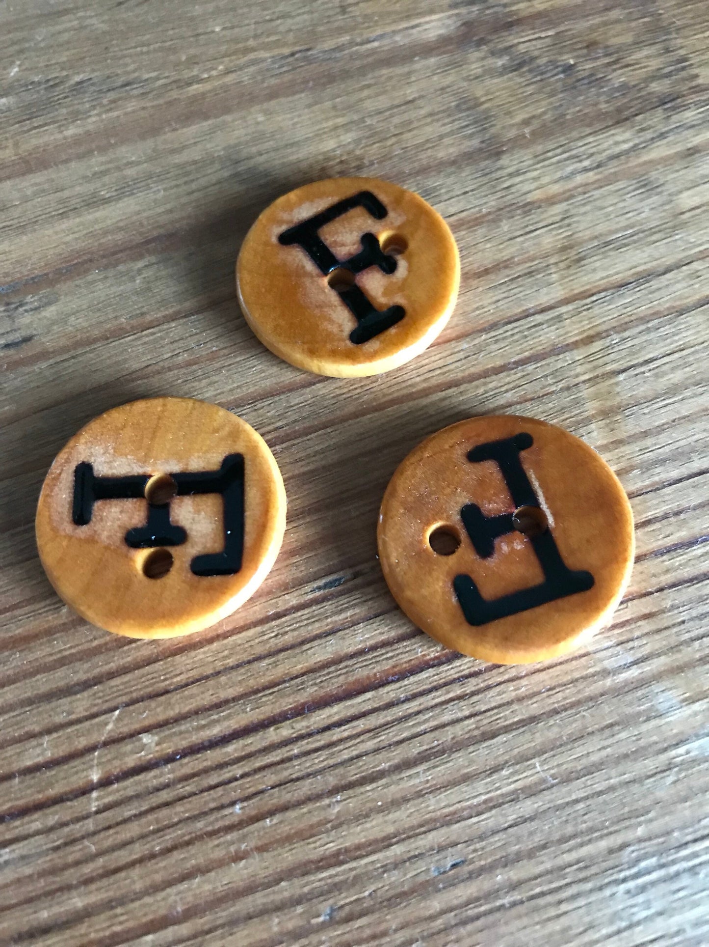 Wooden Letter F Buttons Upper Case Alphabet Capital