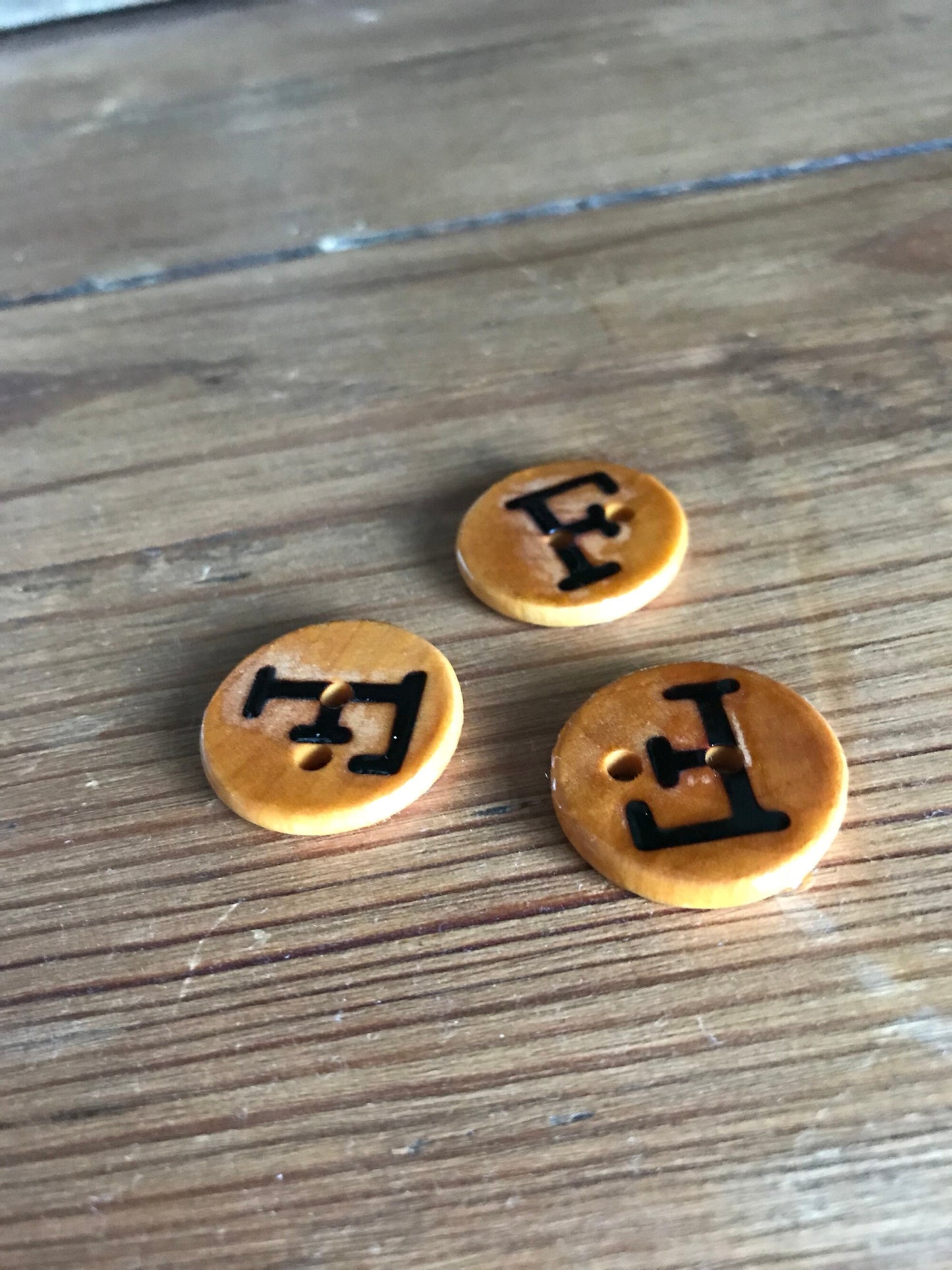 Wooden Letter F Buttons Upper Case Alphabet Capital