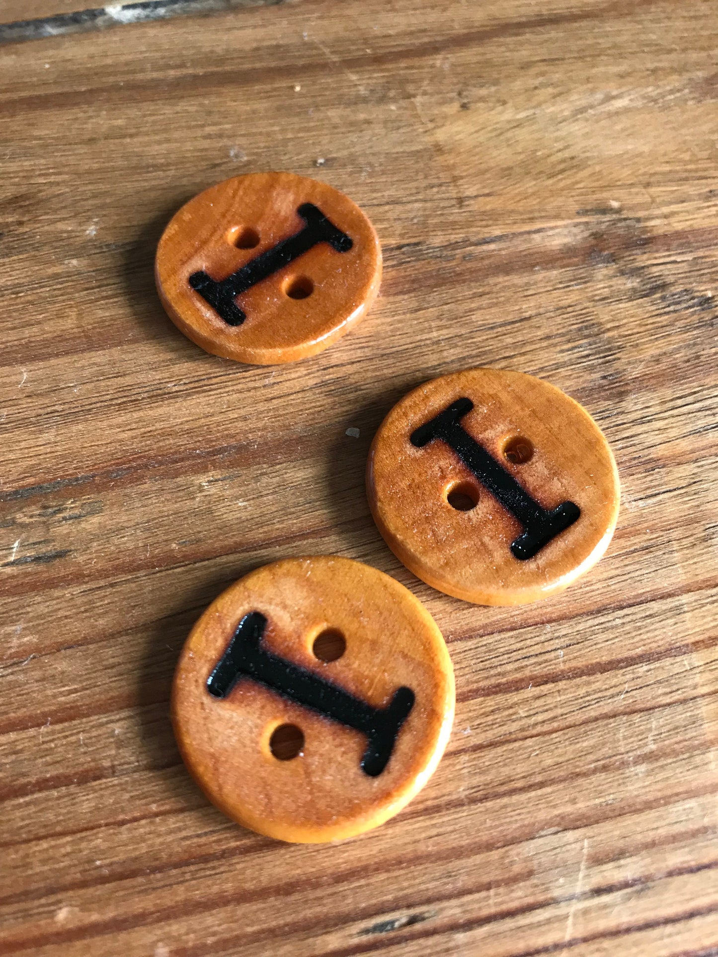Wooden Letter I Buttons Upper Case Alphabet Capital