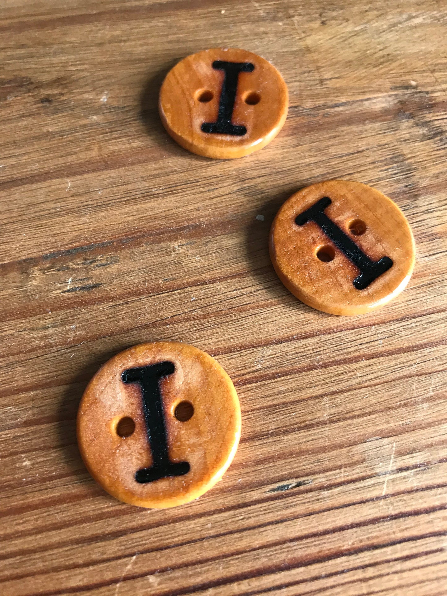 Wooden Letter I Buttons Upper Case Alphabet Capital