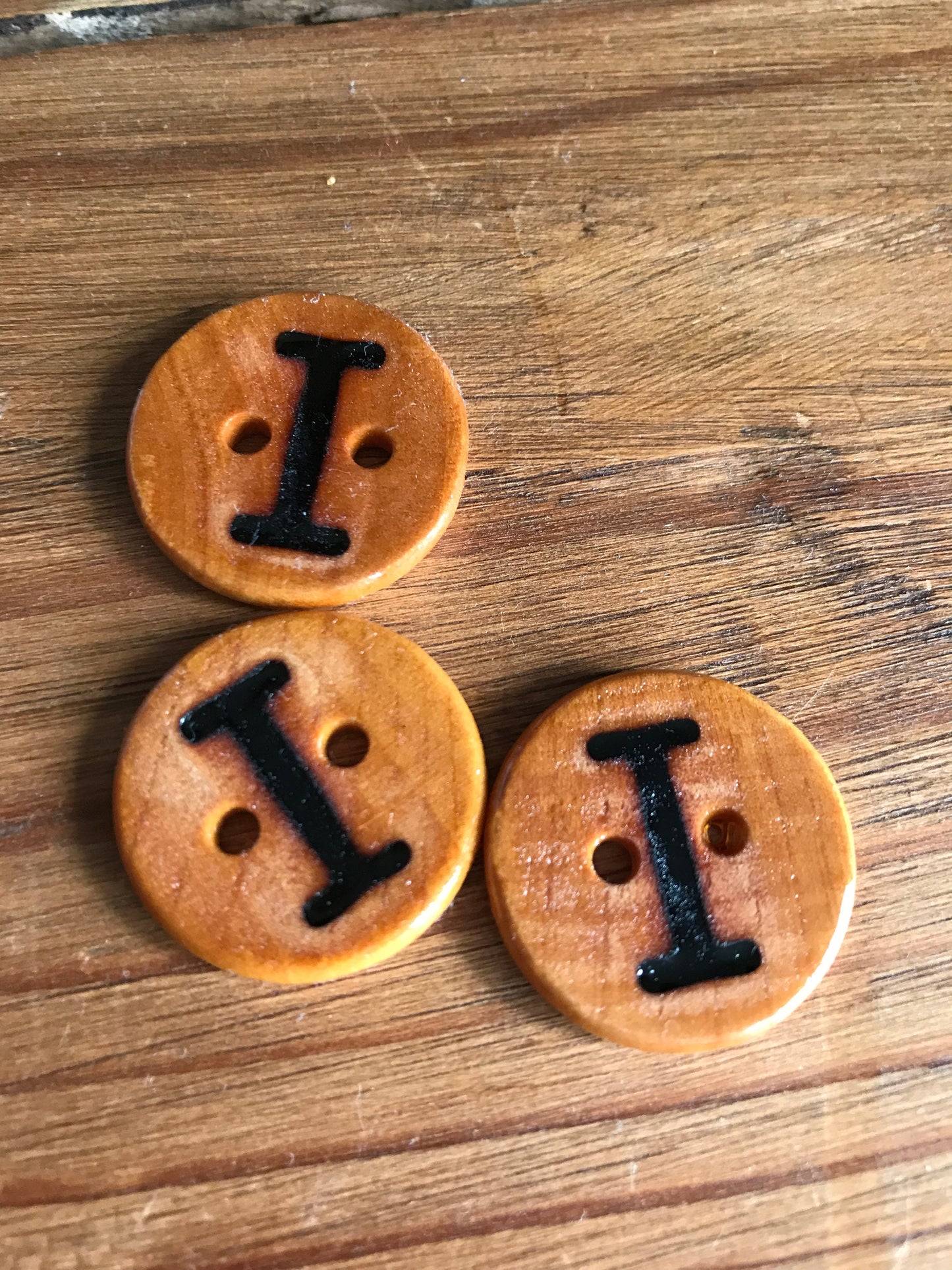 Wooden Letter I Buttons Upper Case Alphabet Capital