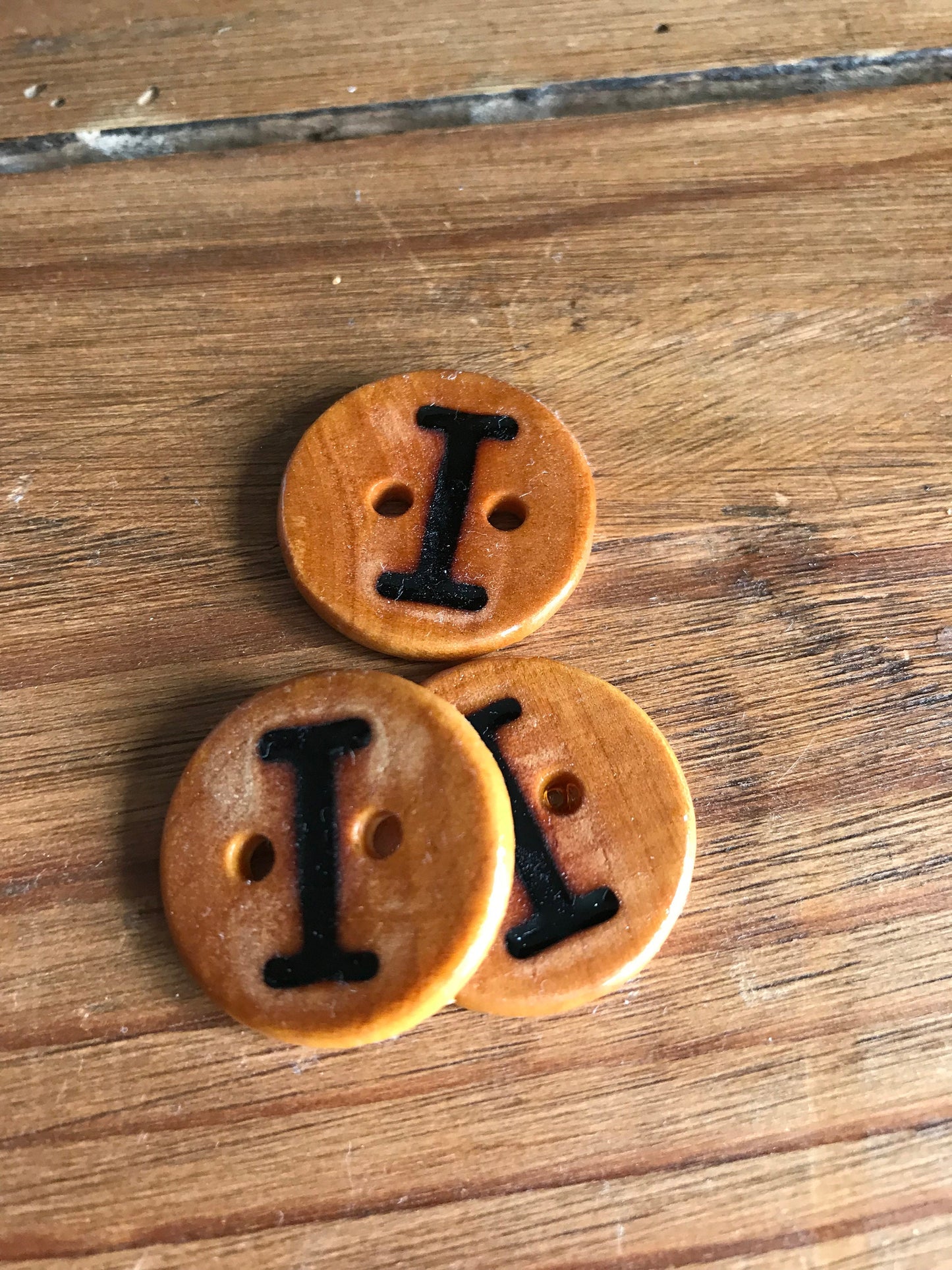 Wooden Letter I Buttons Upper Case Alphabet Capital