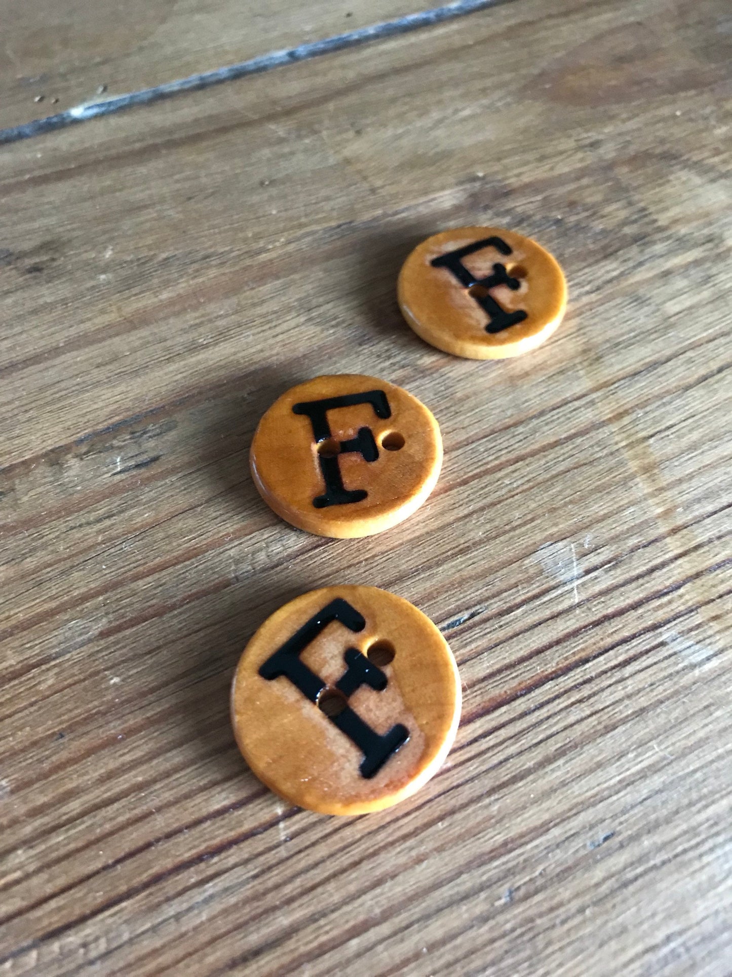 Wooden Letter F Buttons Upper Case Alphabet Capital
