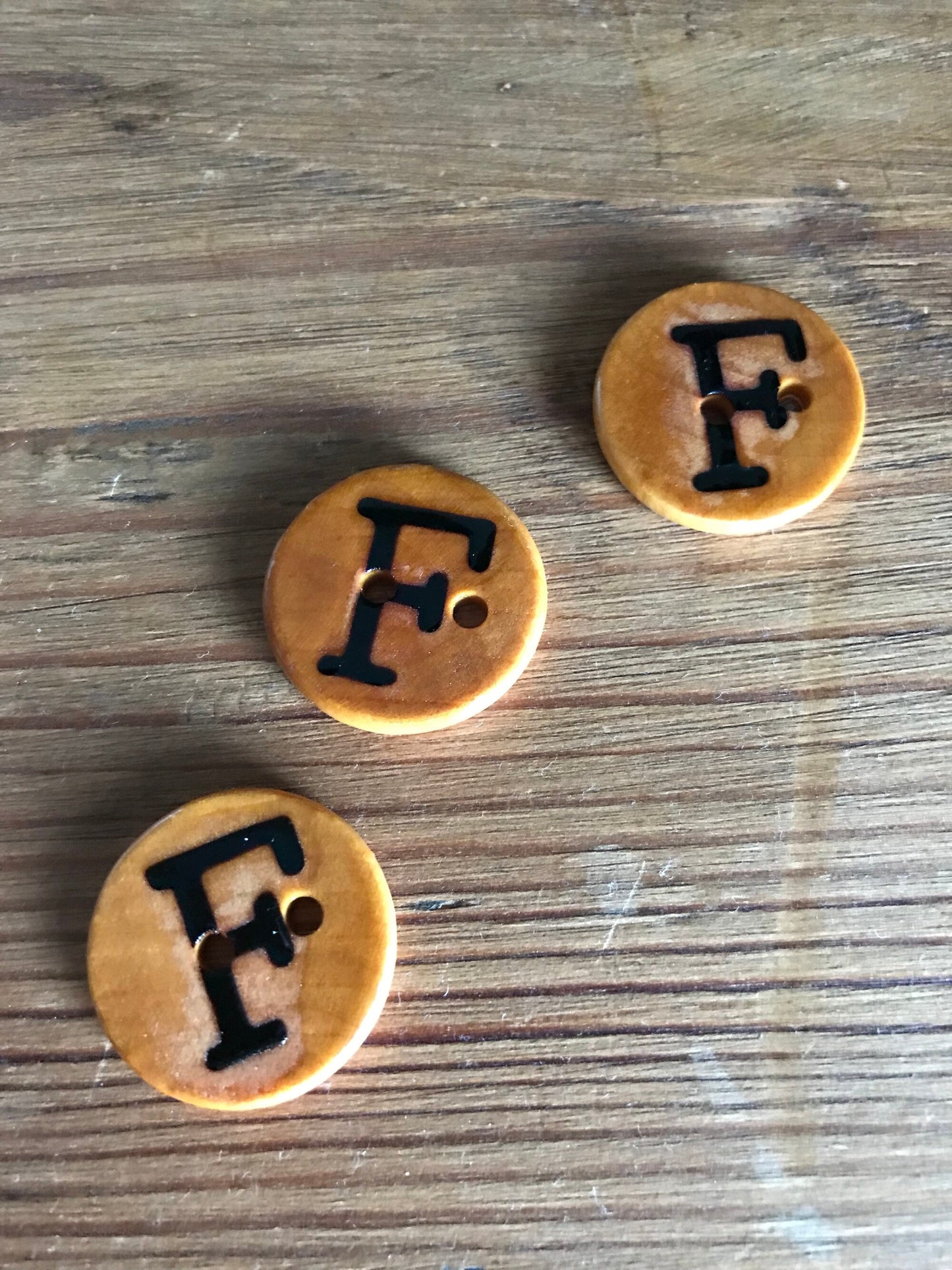 Wooden Letter F Buttons Upper Case Alphabet Capital