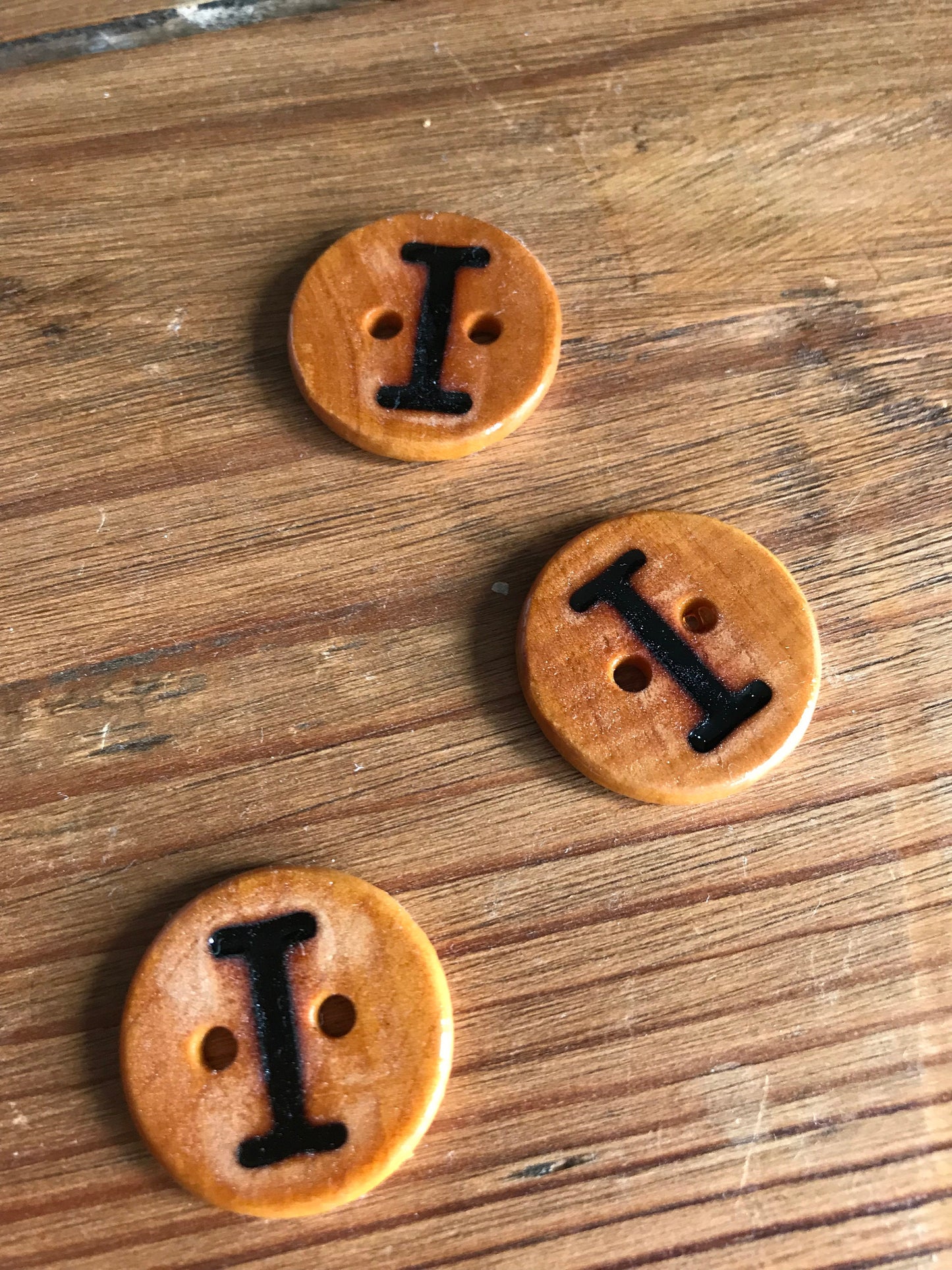 Wooden Letter I Buttons Upper Case Alphabet Capital