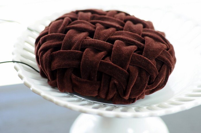 Chocolate Velvet Lattice Smocked Mini Hat Fascinator Very Vintage